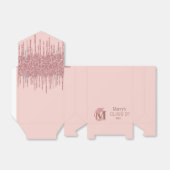 Chic Monogram Rose Gold Glitzer Cap Geschenkschachtel (Ungefaltet)