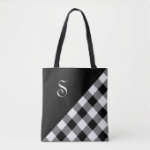 Chic Monogram Schwarz-weiß Buffalo Karo Geometric Tasche (Vorderseite)