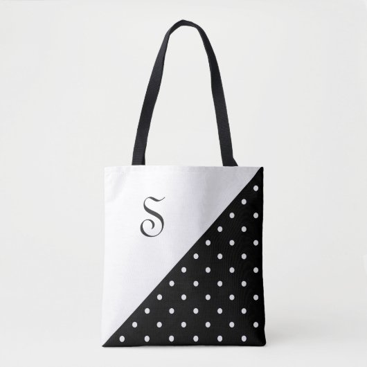 Chic Monogram Schwarz-weiß Geometric Polka Dot Tasche (Vorderseite)