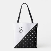 Chic Monogram Schwarz-weiß Geometric Polka Dot Tasche (Rückseite)
