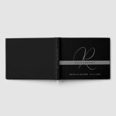 Chic Monogram Schwarz-weiß Gray Wedding Gästebuch (Voll)