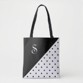 Chic Monogram Schwarz-weiß Polka Dot Geometric Tasche (Vorderseite)