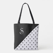 Chic Monogram Schwarz-weiß Polka Dot Geometric Tasche (Rückseite)