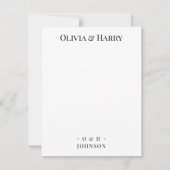 Chic Monogram Schwarz-weiße Wedding Note Card Mitteilungskarte (Vorderseite)