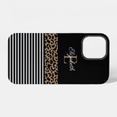 Chic Monogram schwarzer Leopard Tierdruck iPhone Hülle (Rückseite (Horizontal))