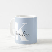 Chic Monogram Script Blue Kaffeetasse (Vorderseite Links)