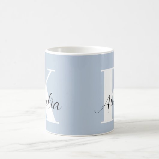 Chic Monogram Script Blue Kaffeetasse (Mittel)