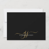 Chic Monogram Script Initials Gold Black Mitteilungskarte (Vorderseite)