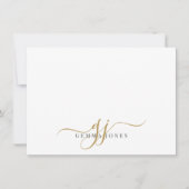 Chic Monogram Script Initials Gold Black On White Mitteilungskarte (Vorderseite)