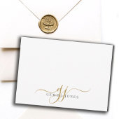 Chic Monogram Script Initials Gold Black On White Mitteilungskarte