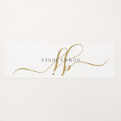 Chic Monogram Script Initials Gold Black On White Yogamatte (Rückseite (Horizontal))
