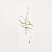Chic Monogram Script Initials Gold Black On White Yogamatte (Vorderseite)