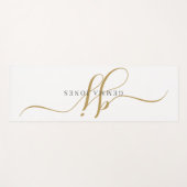 Chic Monogram Script Initials Gold Black On White Yogamatte (Vorderseite (Horizontal))