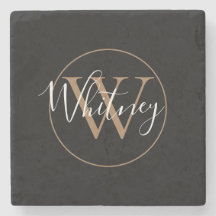 Chic Monogram Script Name Black Gold