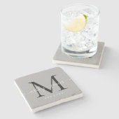 Chic Monogram Script Names Wedding Date Gray Steinuntersetzer (Seitenansicht)