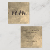 Chic Monogram Sepia Background Quadratische Visitenkarte (Vorne/Hinten)