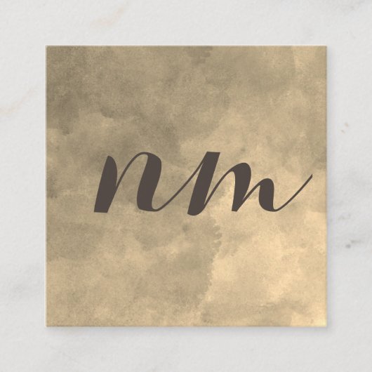 Chic Monogram Sepia Background Quadratische Visitenkarte (Vorderseite)