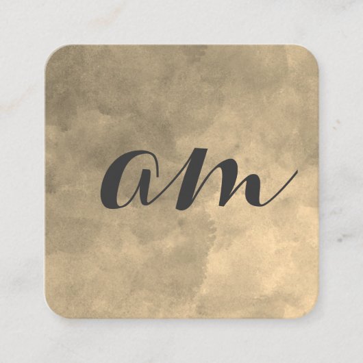 Chic Monogram Sepia Background Quadratische Visitenkarte (Vorderseite)