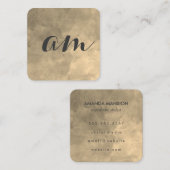 Chic Monogram Sepia Background Quadratische Visitenkarte (Vorne/Hinten)