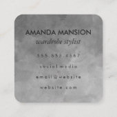 Chic Monogram Sepia Grau Hintergrund Quadratische Visitenkarte (Rückseite)