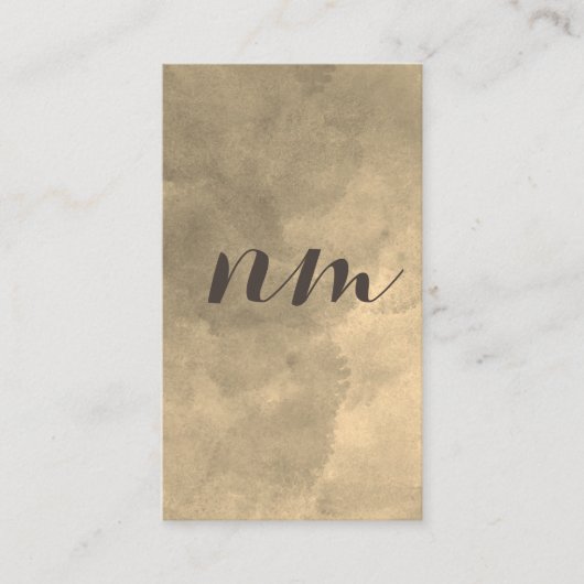 Chic Monogram Sepia Watercolor Visitenkarte (Vorderseite)