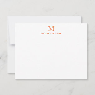 Chic Monogram Simple Formal Elegant Burnt Orange Mitteilungskarte