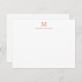 Chic Monogram Simple Formal Elegant Burnt Orange Mitteilungskarte (Vorne/Hinten)