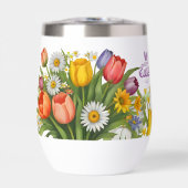 Chic Monogram Spring Bouquet Daffodil Tulip Daisy (Vorderseite)