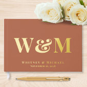 Chic Monogram Terracotta Wedding Gästebuch