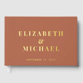 Chic Monogram Terracotta Wedding Gästebuch (Vorderseite)