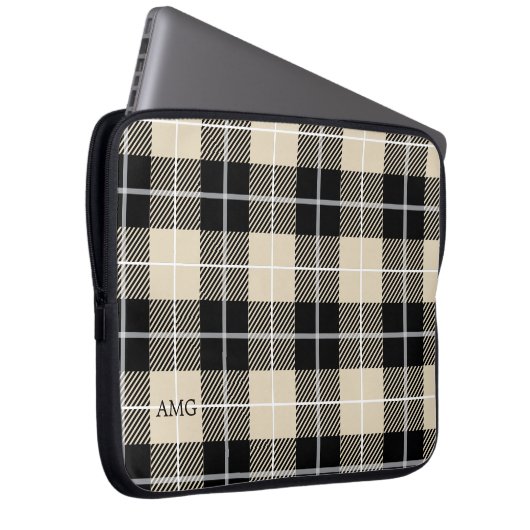 Chic Monogram Thompson Camel Kariertes Muster Laptopschutzhülle (Vorne Rechts)