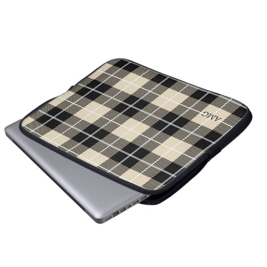 Chic Monogram Thompson Camel Kariertes Muster Laptopschutzhülle (Vorne Knopf)