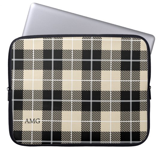 Chic Monogram Thompson Camel Kariertes Muster Laptopschutzhülle (Vorderseite)