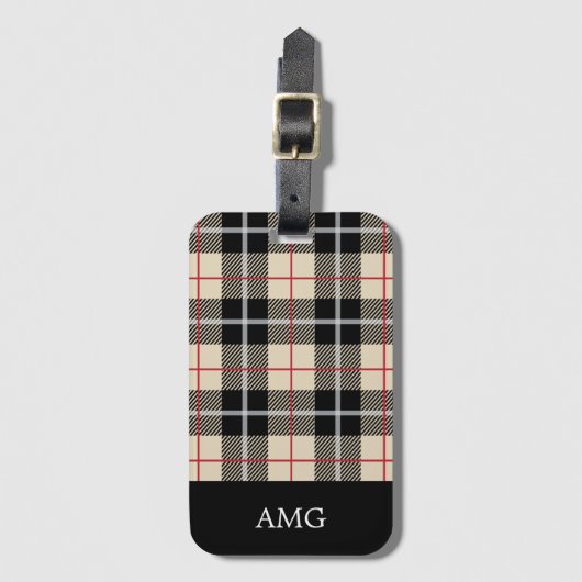 Chic Monogram Thompson Kamel Karomuster Gepäckanhänger (Vorderseite Vertikal)