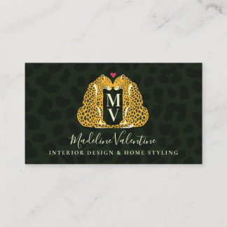 Chic Monogram und Leopards Visitenkarte