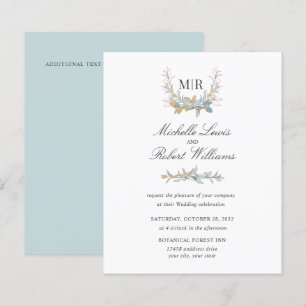 Chic Monogram Wappen Gold und blauen Blumenzwiebel