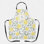 Chic Monogram Watercolor Lemon Foliage Schürze (Vorderseite)