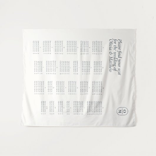 Chic Monogram Wedding Alphabet Seating Wedding Wandteppich (Vorderseite (Horizontal))