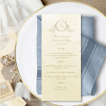 Chic Monogram Wedding Champagne Cream Watercolor Menükarte<br><div class="desc">Freuen Sie sich auf dieses wunderschöne Hochzeitsmenü mit Champagner und cremefarbenem Wasser. Freuen Sie sich auf ein handgezeichnet Botanisches Monogramm mit Paarinitialen, ein erlesenes Aquarellwaschbecken in einer wunderschönen Mischung aus Champagner, Elfenbein, Buttercreme und goldenen Farbtönen. Design mit kalligraphischen Details. Einfach die Vorlage mit Ihren Details und Menü ausfüllen und Ihre...</div>