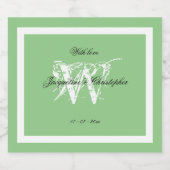 Chic Monogram Wedding Elegant Soft Mint Green Schaumweinetikett (Einzelnes Label)