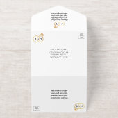 Chic Monogram Wedding Rings Real Foil gepresst All-in-One-Einladung (Außenseite)