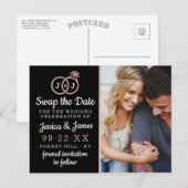 Chic Monogram Wedding Rings Rette oder tauscht das Ankündigungspostkarte (Vorne/Hinten)