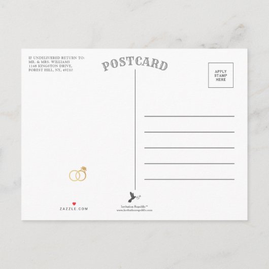 Chic Monogram Wedding Rings Rette oder tauscht das Ankündigungspostkarte (Rückseite)