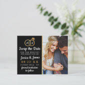 Chic Monogram Wedding Rings Rette oder tauscht das Ankündigungspostkarte (Stehend Vorderseite)