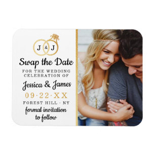 Chic Monogram Wedding Rings Rette oder tauscht das Magnet