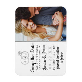 Chic Monogram Wedding Rings Rette oder tauscht das Magnet