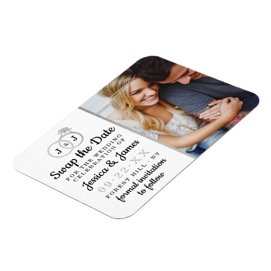 Chic Monogram Wedding Rings Rette oder tauscht das Magnet (Linke Seite)