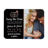 Chic Monogram Wedding Rings Rette oder tauscht das Magnet (Horizontal)