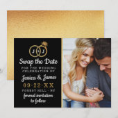 Chic Monogram Wedding Rings Rette oder tauscht das Save The Date (Vorne/Hinten)