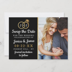 Chic Monogram Wedding Rings Rette oder tauscht das Save The Date